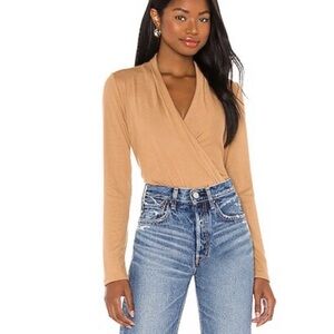 1. State tan cross front cozy knit sweater Size XS Minimalist Neutral Faux wrap